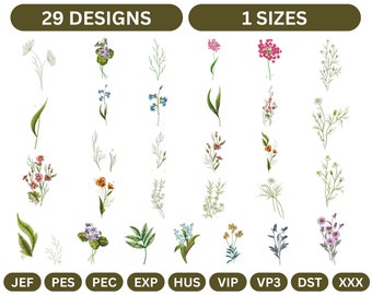 29 Type , Field Herbs Embroidery Design , - Instant Download , - 1 Size