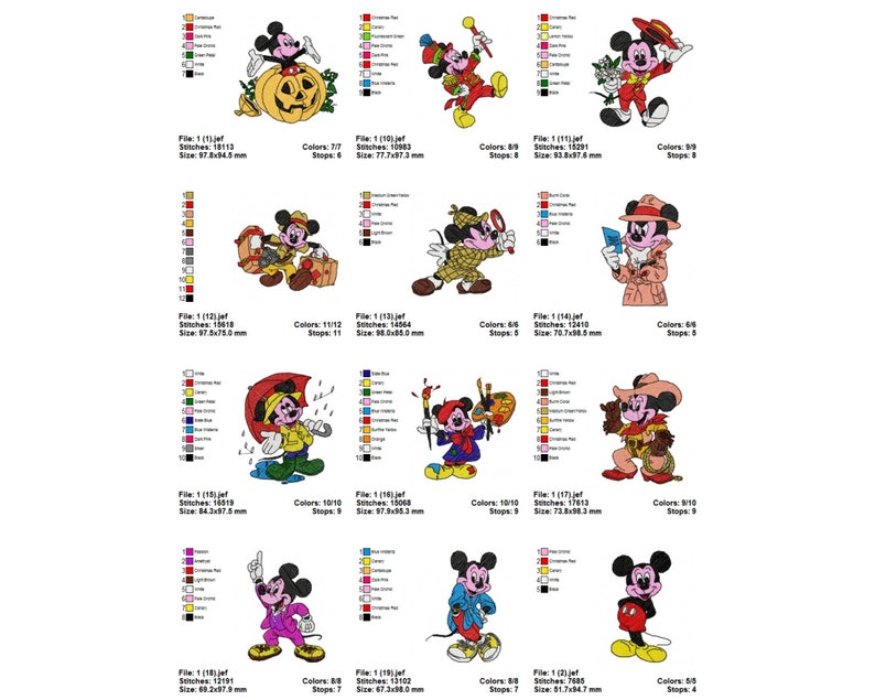Mickey Mouse Machine Embroidery Design,instant Download (Download Now