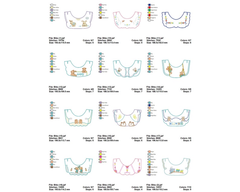 60 Types Baby Bibs Embroidery Design - Machine Embroidery Pattern – 1 ...