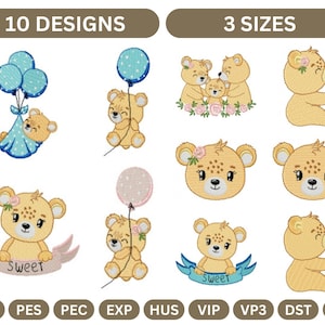 Teddy Bear Machine Embroidery Design,Instant Download