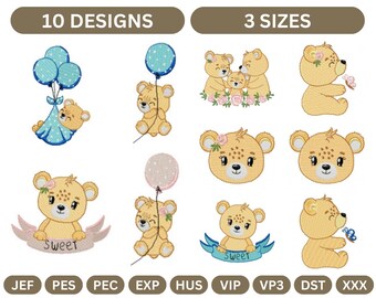 Teddy Bear Machine Embroidery Design,Instant Download