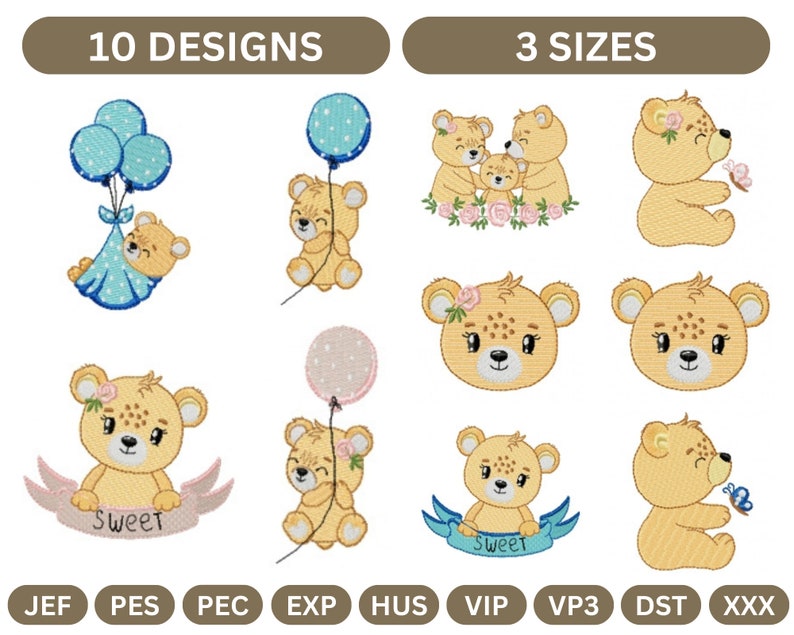 Teddy Bear Machine Embroidery Designinstant Download - Etsy