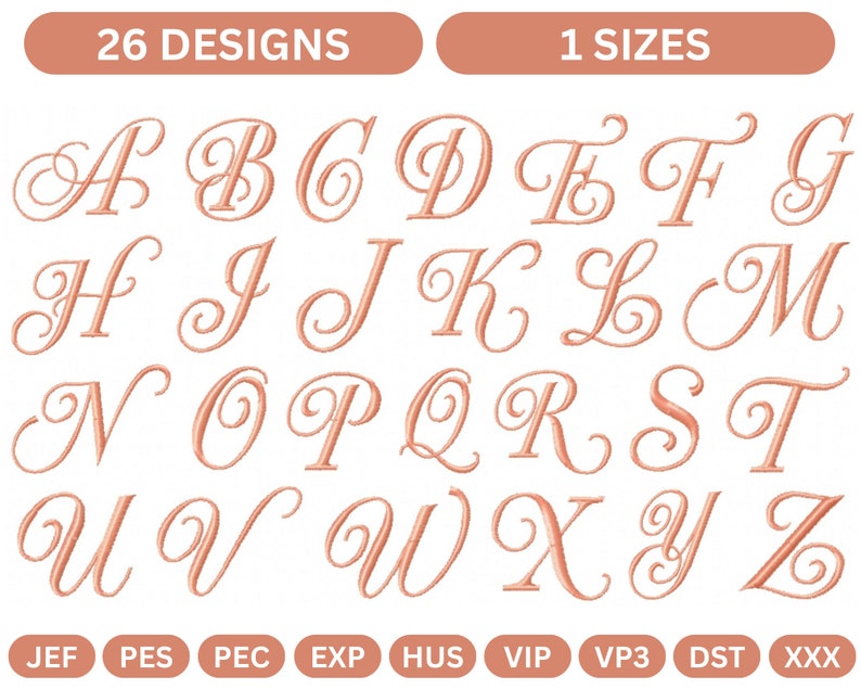 26 - Type , Simple Alphabet Machine Embroidery Design,- 1 Size ,instant ...