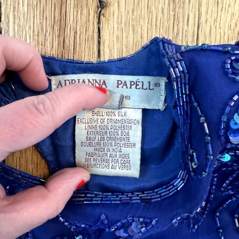 VTG Adrianna Papell Dress Silk Beaded Sequin Cocktail Size 6 image 4