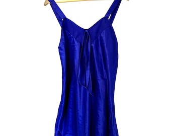 Vintage 90s Avon Style blue slip dress small silk chemise