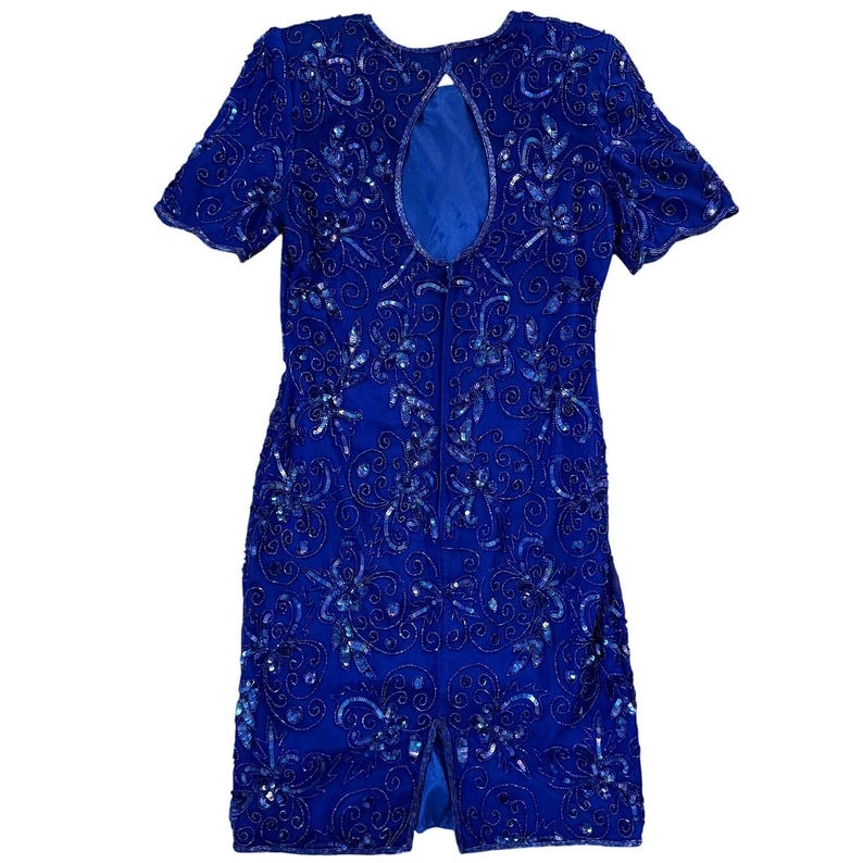 VTG Adrianna Papell Dress Silk Beaded Sequin Cocktail Size 6 image 2