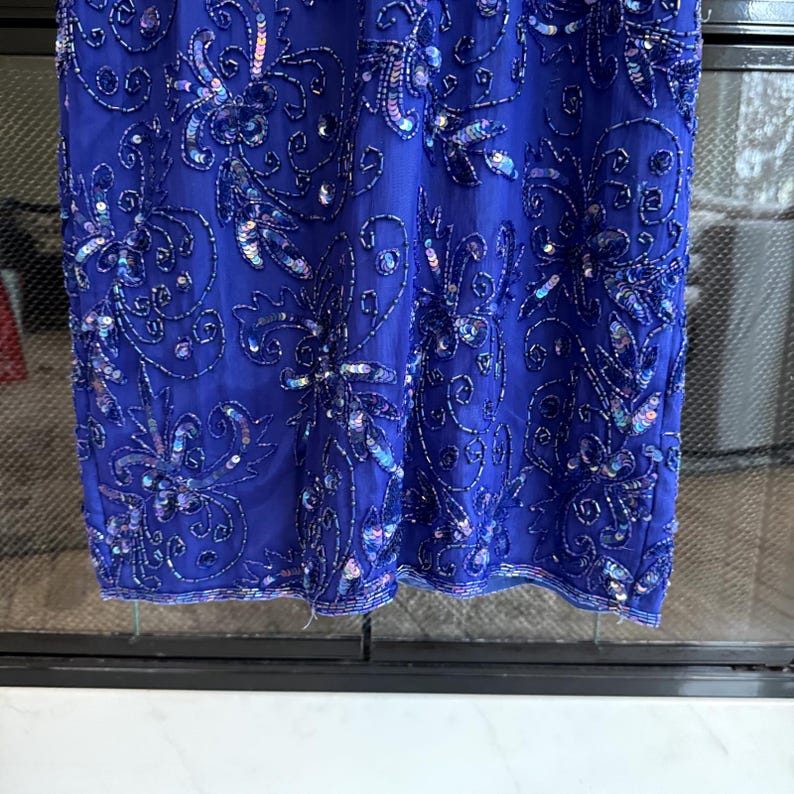 VTG Adrianna Papell Dress Silk Beaded Sequin Cocktail Size 6 image 8