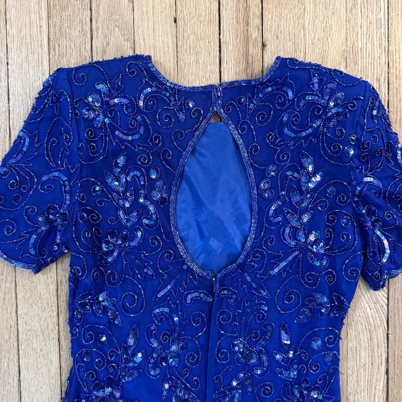VTG Adrianna Papell Dress Silk Beaded Sequin Cocktail Size 6 image 5