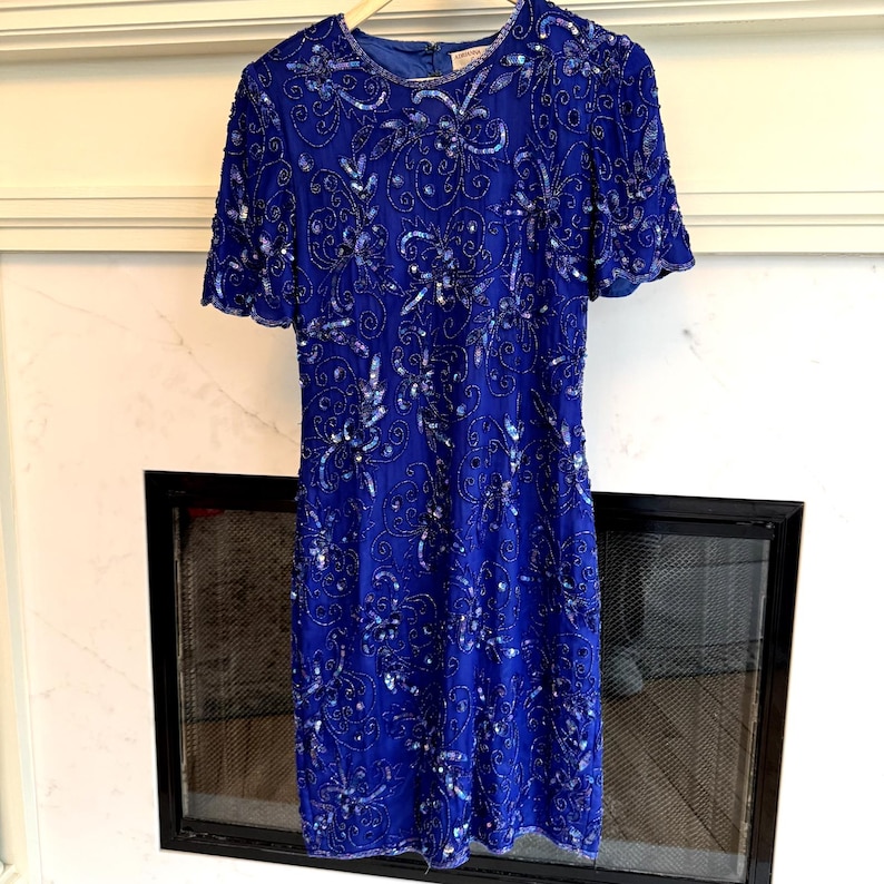 VTG Adrianna Papell Dress Silk Beaded Sequin Cocktail Size 6 image 7