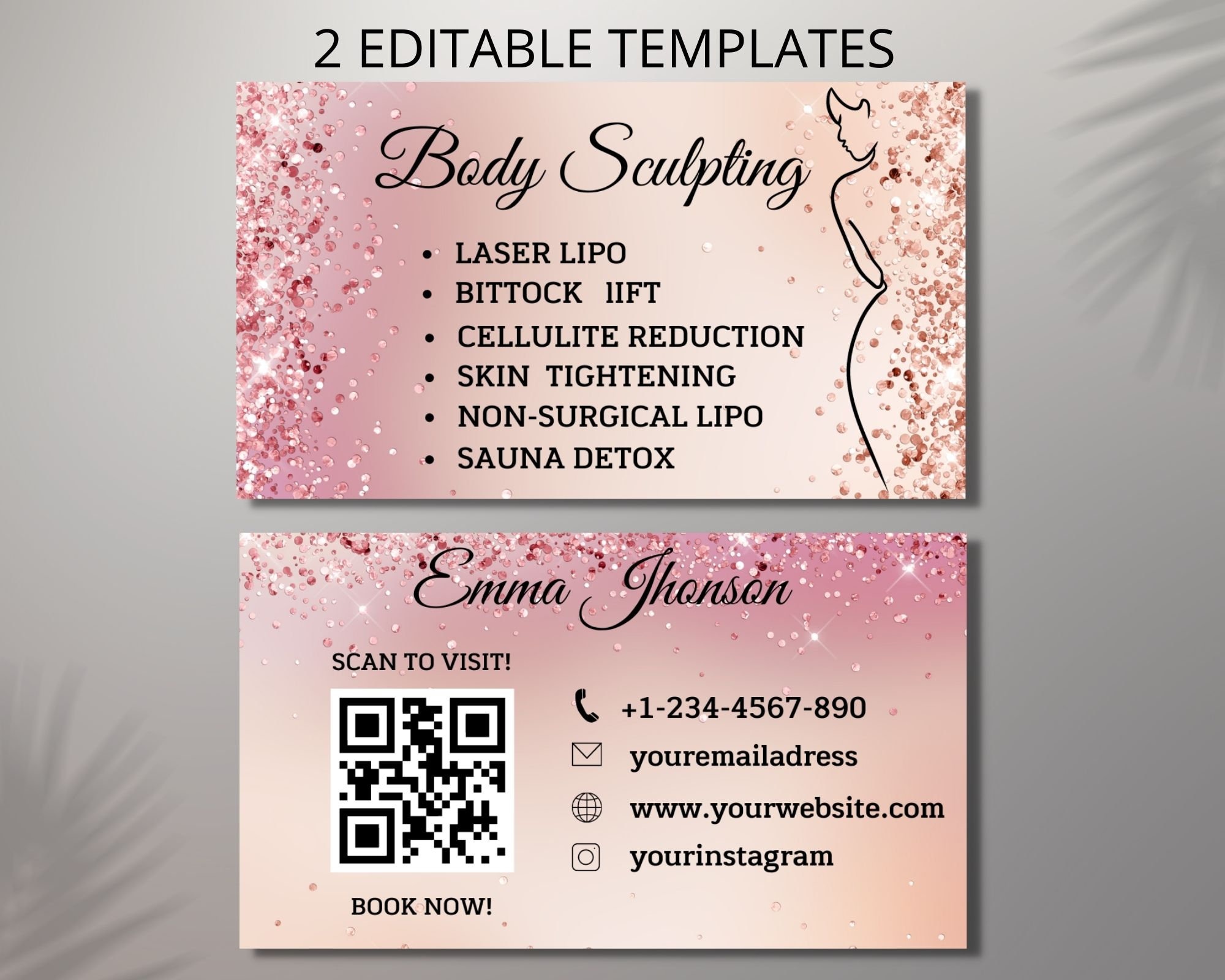 Body Contouring Business Card, Body Sculpting Business Card With Qr
