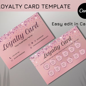 Plantilla de tarjeta de fidelización Oro rosa, Tarjeta de fidelización empresarial, tarjeta de visita de belleza, Uñas, Pestañas, Salón