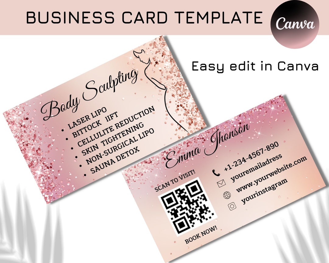 Body Contouring Business Card, Body Sculpting Business Card With Qr