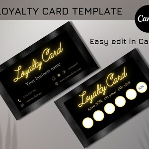 Loyalty card Black Gold, Business loyalty card, Loyalty card template