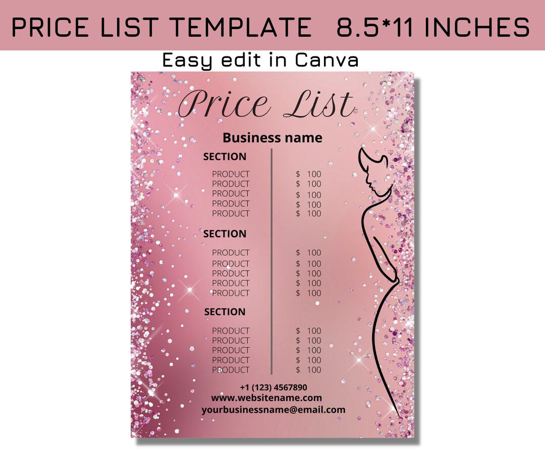 Body Sculpting Price List Template, Body Contouring Price List, Waxing