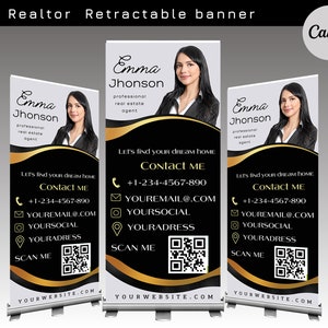 Retractable banner for realtor, Roll up banner real estate, Canva retractable banner