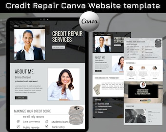 Credit Repair Website Template, Minimalist Sales Page (Canva)