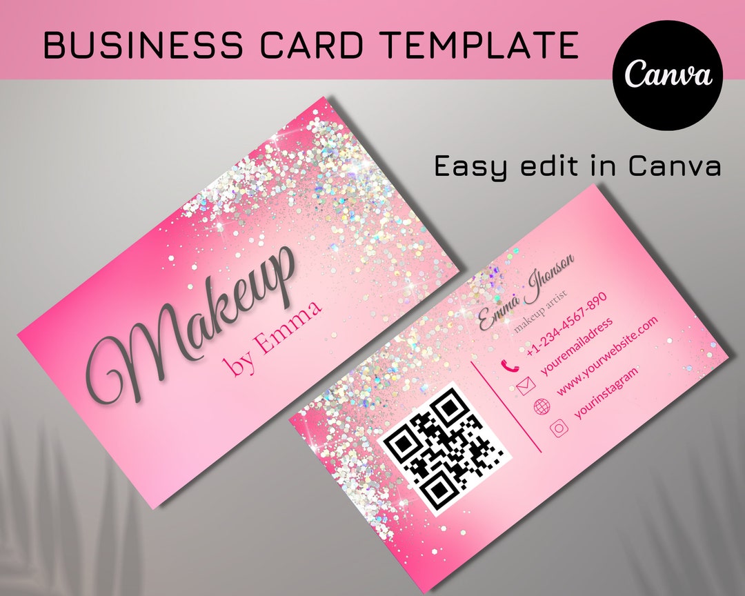 QR Code Business Card, Hot Pink Business Card, Business Card With Qr