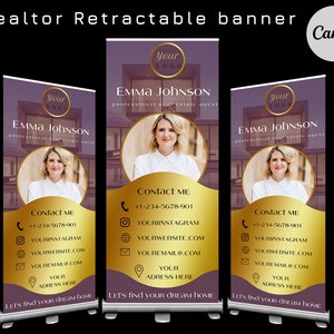 Realtor retractable banner template, Real estate Roll up banner, Retractable banner template, Pop up banner