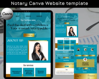 Notary website Canva template Blue