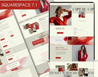 Squarespace Photographer Website, Wedding Photographer Website, Squarespace 7.1 Template for  Photographers, Red, Vibrant, Colorful
