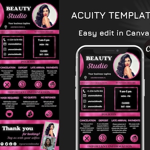 Acuity website Black Pink, Acuity Scheduling Template Hairstylist, Makeup Artist, Acuity booking site