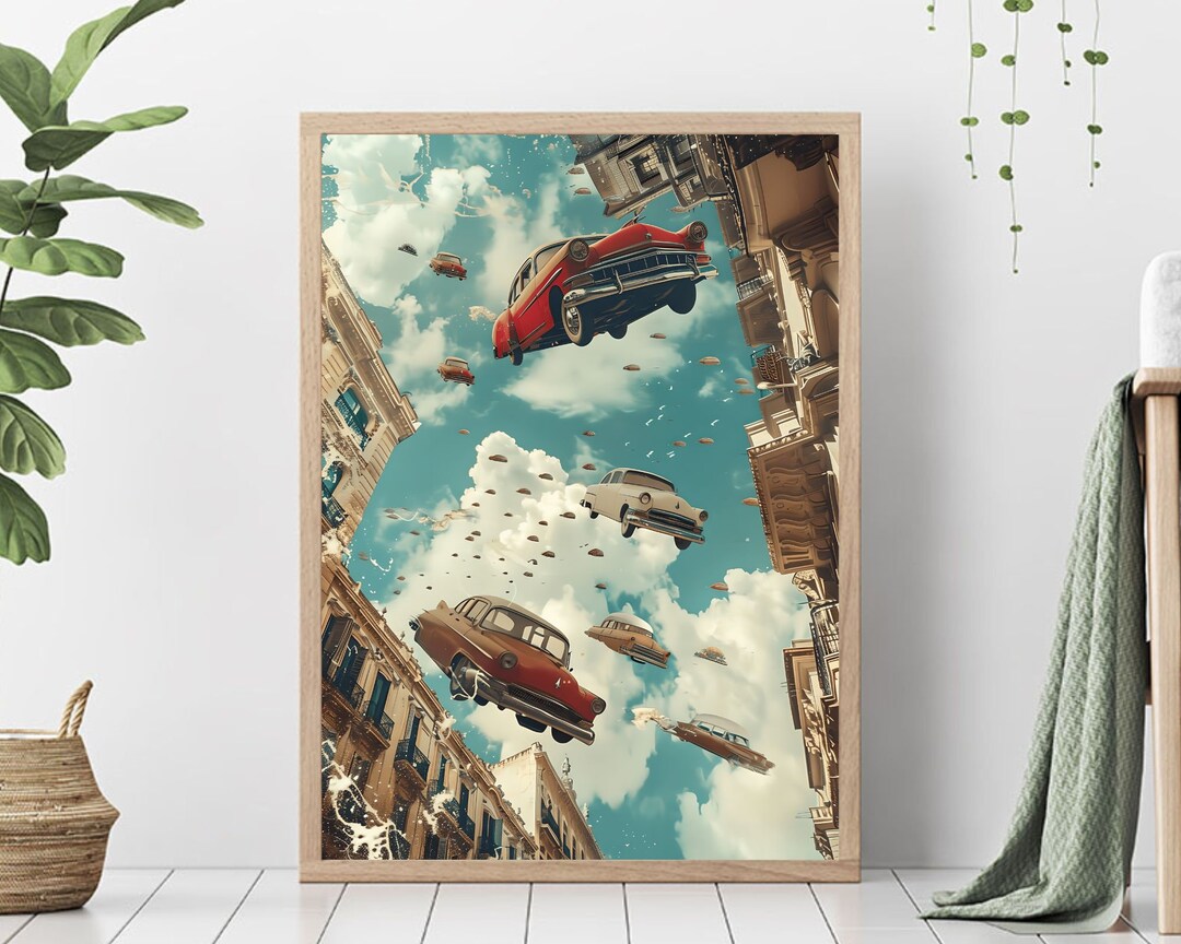 Retro Surreal Art Print, Vintage Collage Art, Vintage Wall Art, Retro ...