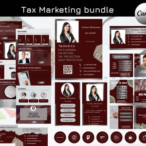Kit de marca de impuestos, Canva del sitio web de impuestos, Paquete de folletos de impuestos Plantillas de Instagram de impuestos, Plantillas de preparador de impuestos, Plantillas de marketing de impuestos