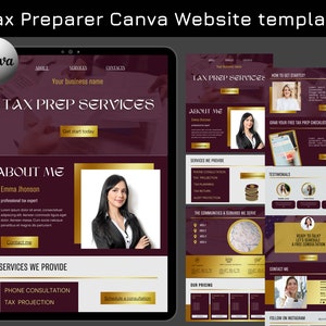 Tax prep website, Tax Prep landing page, Tax preparer website, Accountant website, Burgungy