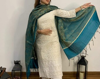 Diwali Special Readymade Chikankari Work Kurti Pant With Dupatta For Women/Girls, Fully Stitched Salwar Kameez Dress, Indian Wedding Dress