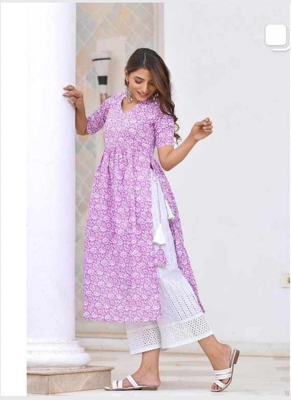 Cream Aliya Cut Kurta and Palazzo set – Lagorii Kids