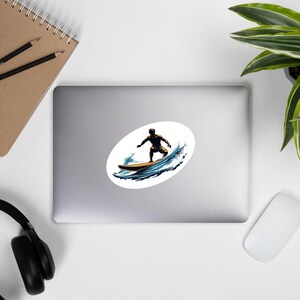 Retro Surfboard Wave Rider Sticker - Waterproof Vinyl for Laptops, Water Bottles, Skateboards