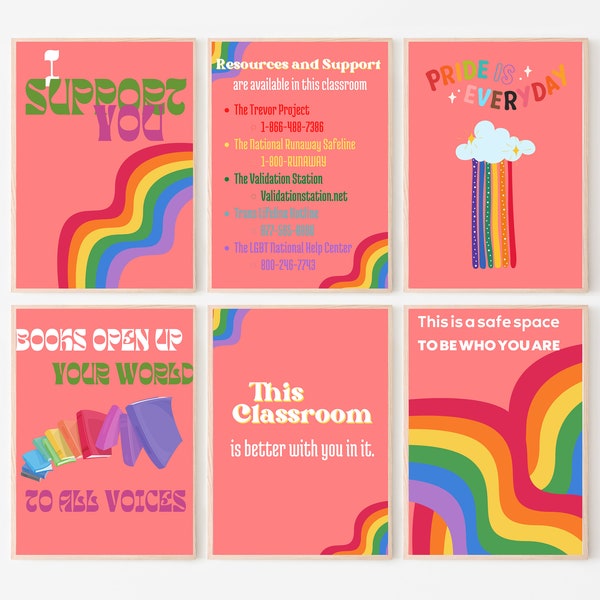 PRIDE Digital Classroom Posters, printable, diversity, equity, inclusion, colorful, growth mindset, acceptance, LGBTQIA+ History