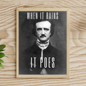 Edgar Allen Poe Punny Classroom Poster, Literary, English Class, Gothic Decor, Classroom Decor