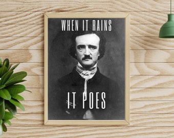 Edgar Allen Poe Punny Classroom Poster, Literary, English Class, Gothic Decor, Classroom Decor