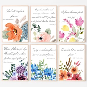Floral Literary Quotes Set of 6, Boho, Literature, Classroom Decor, Office Decor, Shakespeare Quotes, English Classroom, Prints, Posters