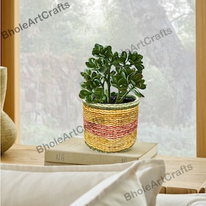 Jute Flower Pot, Planter, Personalized Plant Pot, Gardening Gift for Plant Lover, Unique Birthday Present for Women, Plant pot, Basket
