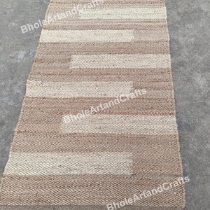 2x5 2x6 2x10 2x20 Ft Sebeka Off White Striped Handmade Tufted Jute Area Hemp Runner Rug Handloomed Rug Natural Fiber Eco Friendly Runner