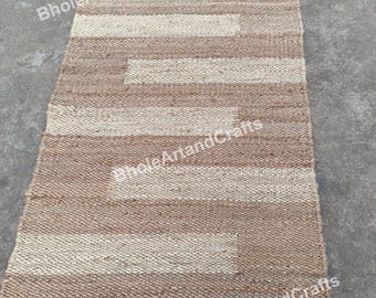 2 x 5 2 x 6 2 x 10 2 x 20 ft Sebeka gebroken wit gestreept handgemaakt getuft jute hennep loper tapijt handgeweven tapijt natuurlijke vezels milieuvriendelijke loper