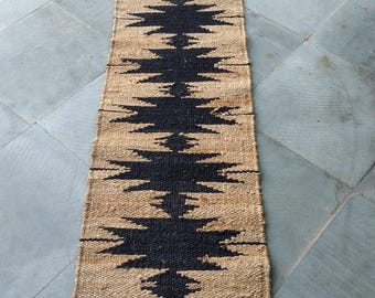 Jute Handwoven Hemp Rug Dhurrie, Natural Jute Hemp Hand Braided Rug, Hemp Jute Rug, Bed Side Rug, Jute Area Runner, Traditional, Natural