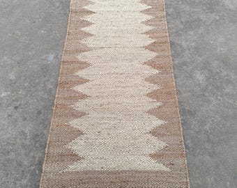 2 x 6,2 x 20 handgemaakte getufte hennep jute loper, handgetouw hennep tapijt, hal decor hennep tapijt trap boho loper, aangepast formaat tapijt