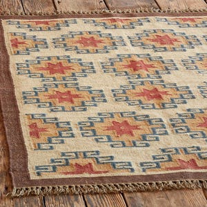 Handmade Wool Jute Rug, Navajo Kilim Rug, Aztec Rug, Accent Rug, Outdoor Rug/Indoor Rug, Living/Dinning Room 5x7
