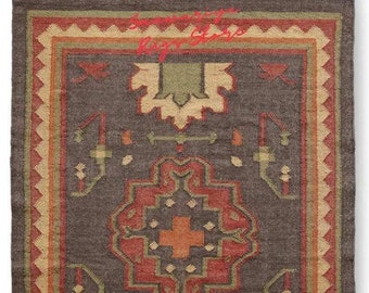 Alfombra Kilim de lana, alfombra de área grande tejida a mano, alfombra de yute Kilim, alfombra de sala de estar al aire libre, alfombra boho, alfombra tradicional india Dhurrie, alfombra Kilim,