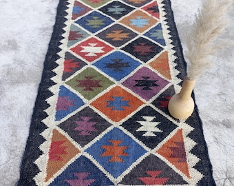 Stair Kilim Runner Rug, long Area Runner , Handwoven Wool Jute Runner, Vintage Kilim Rug, Outdoor Stair Runner Oriental, Traditional Rug