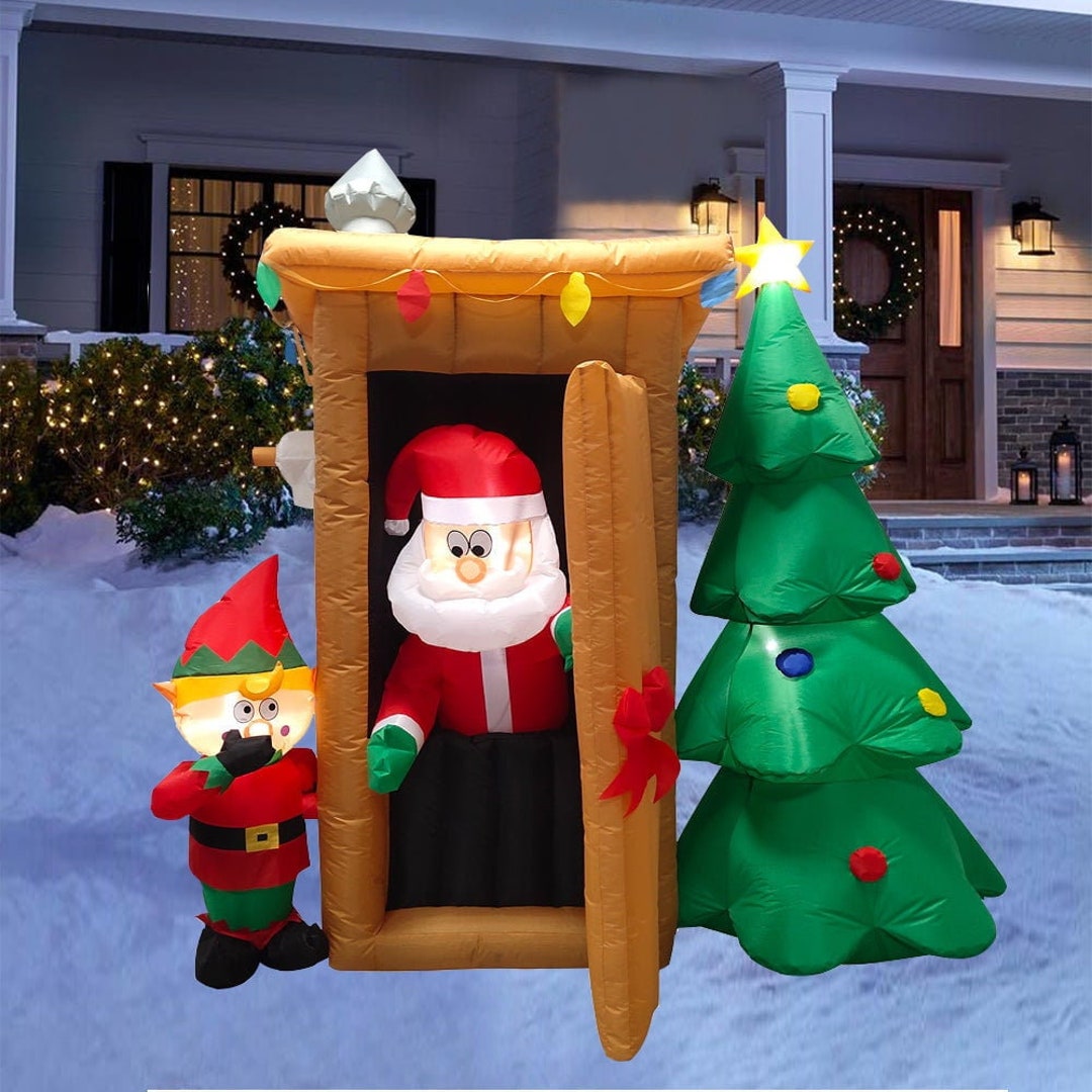 6FT Animated Santa Outhouse Large Christmas Holiday Self Etsy