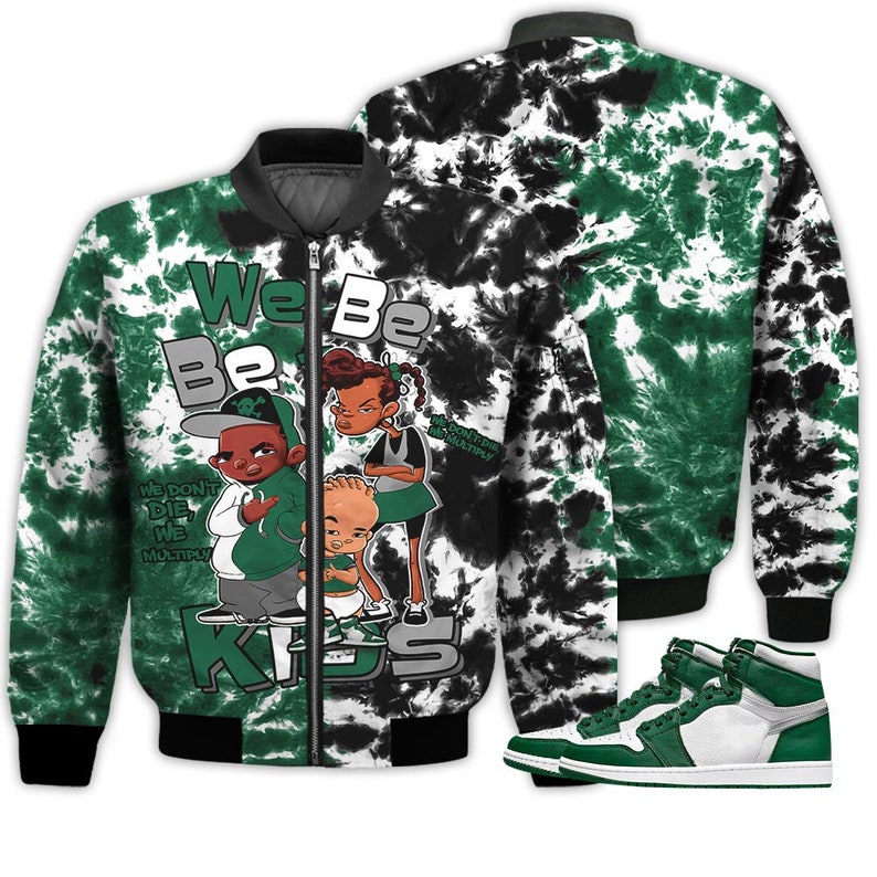Match My Kids Shirt Jordan 1 Retro High Gorge Green - We Bay-Bay Kids 90s Melanin Tiedye - High Gorge Green 1s Gifts Unisex Matching 3D Bomb