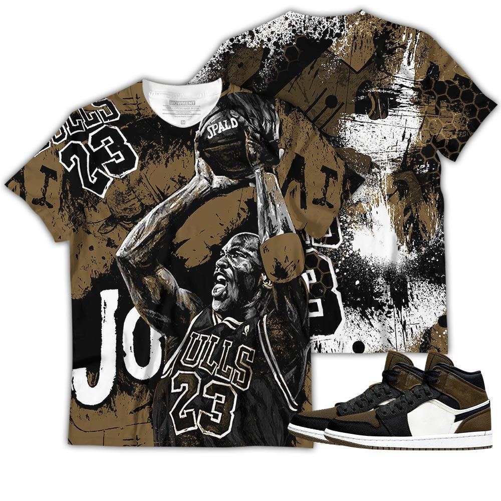 Shirt To Match Jordan 1 Mid SE Olive Toe - Design Number 23 Air Got Em 90s 3D T-Shirt