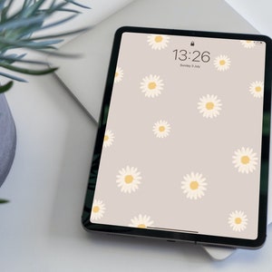 Daisy Flower iPad Wallpaper Pack 5 colours, Floral iPad Wallpaper Pack, iPad Lockscreen Backgrounds Aesthetic image 1