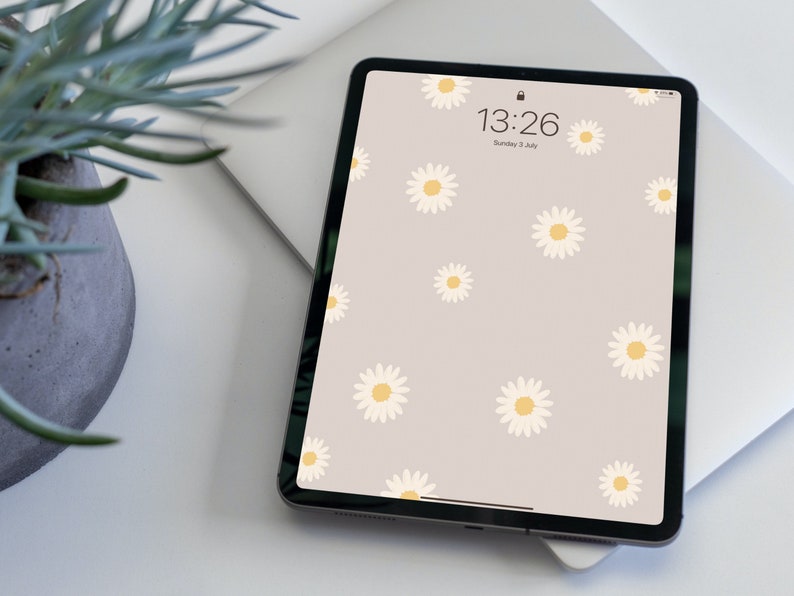 Daisy Flower iPad Wallpaper Pack 5 colours, Floral iPad Wallpaper Pack, iPad Lockscreen Backgrounds Aesthetic image 6