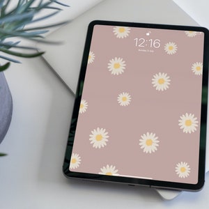 Daisy Flower iPad Wallpaper Pack 5 colours, Floral iPad Wallpaper Pack, iPad Lockscreen Backgrounds Aesthetic image 2