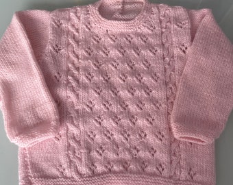 Hand Knitted Pink Jumper approx 18months - 2 years, Baby Clothes, Handmade baby clothes, knitted clothes,jumper, baby jumper